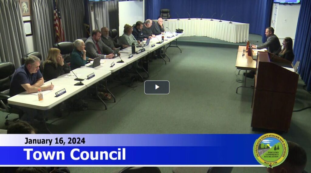 Town Council Finalizes 2024 Warrant Articles 1/16/24 Salem Town Hall