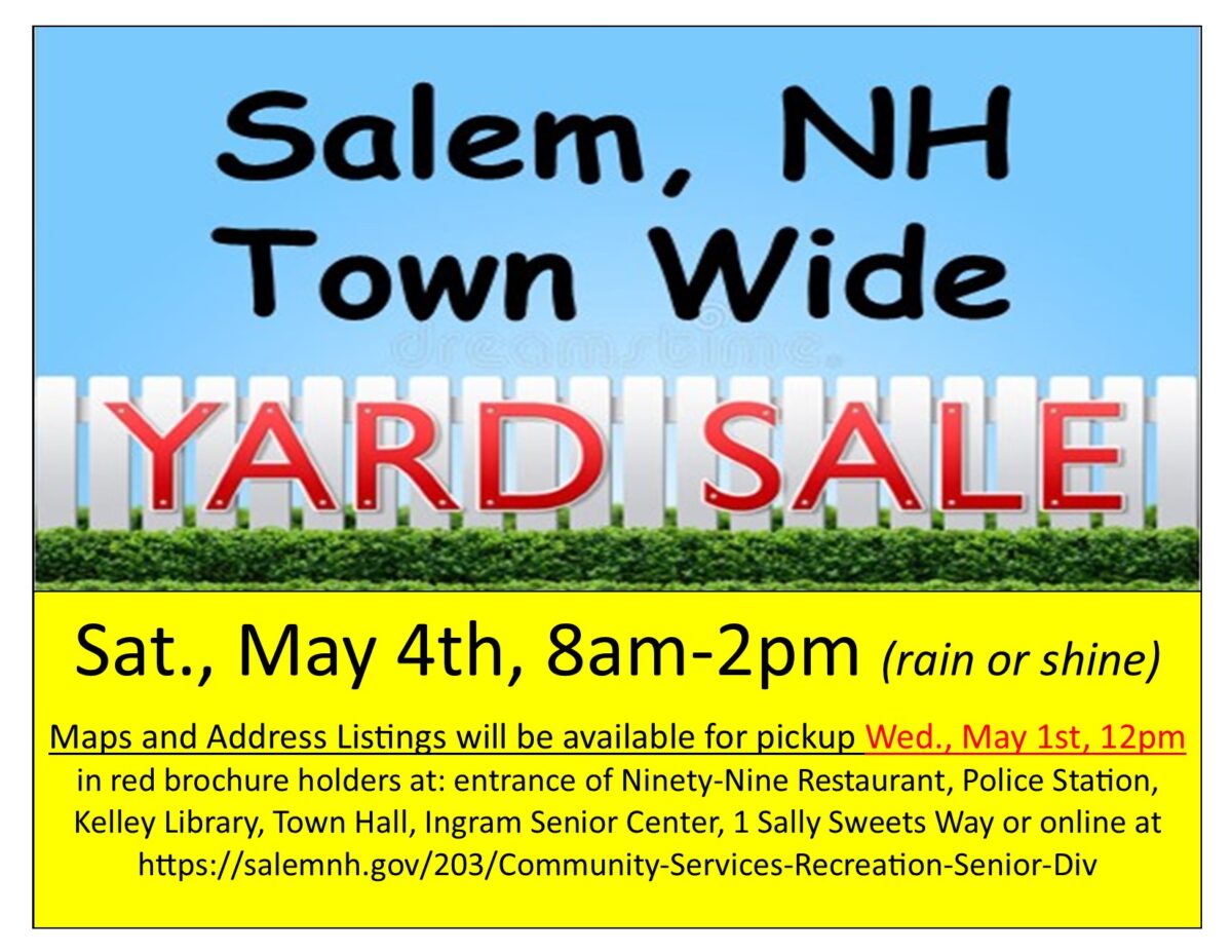 Townwide Yard Sale this Saturday May 4th Salem Town Hall Times